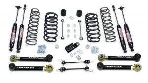 1456432 – TJ 4” Suspension System w 4 Short Control Arms & 9550 VSS Twin Tube Shocks